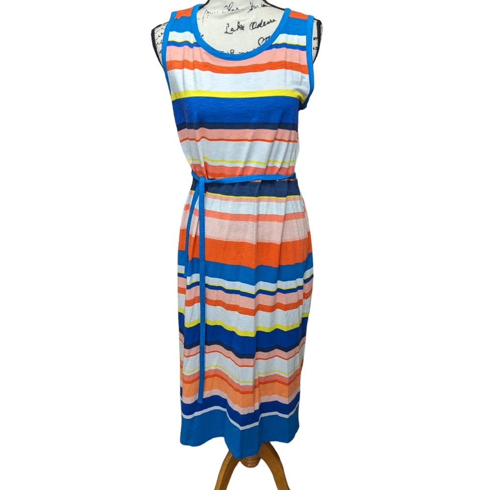 Talbots Belted Stripe Midi Dress Size Medium - Picture 9 of 9
